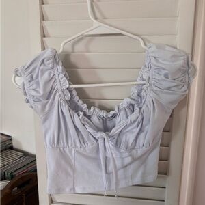 Fashion Nova White Ruched Tie-Front Top